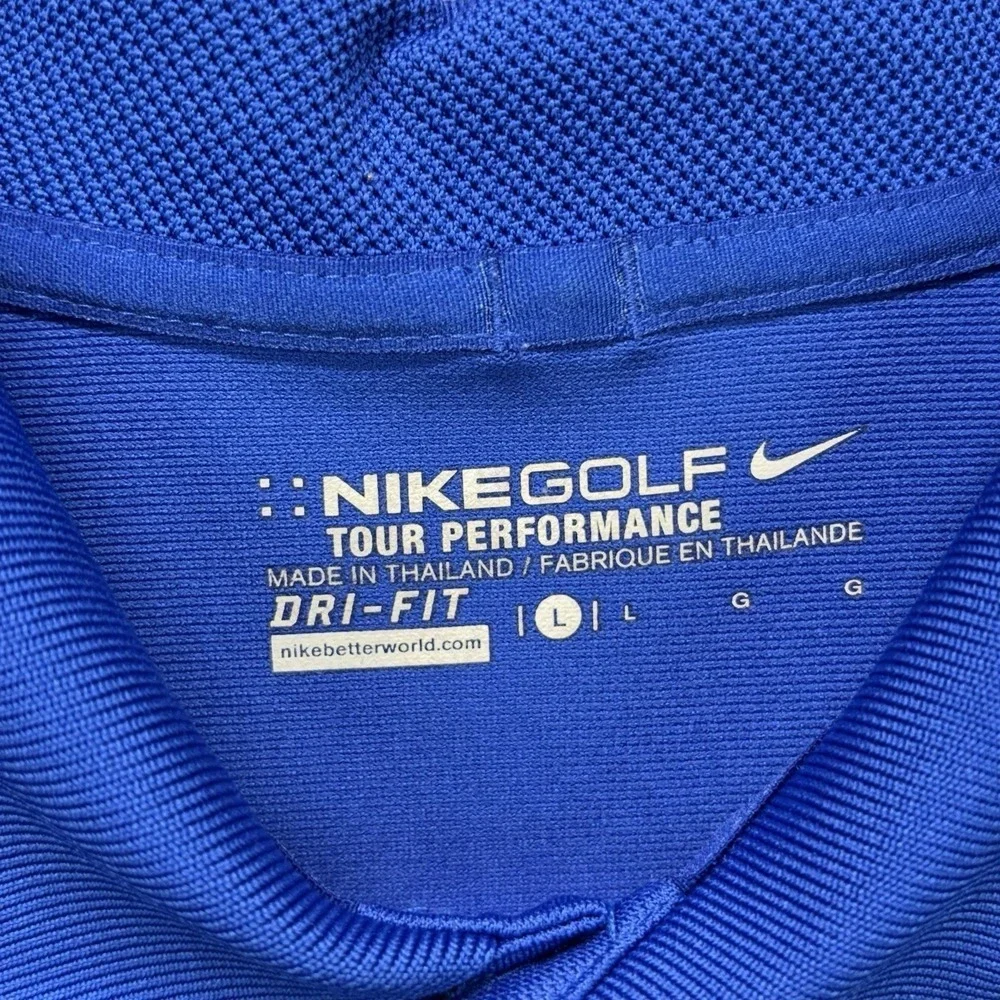 Nike Golf Tour Performance Polo Shirt Mens L  Dri-Fit ‎ Climatech Blue Stretch